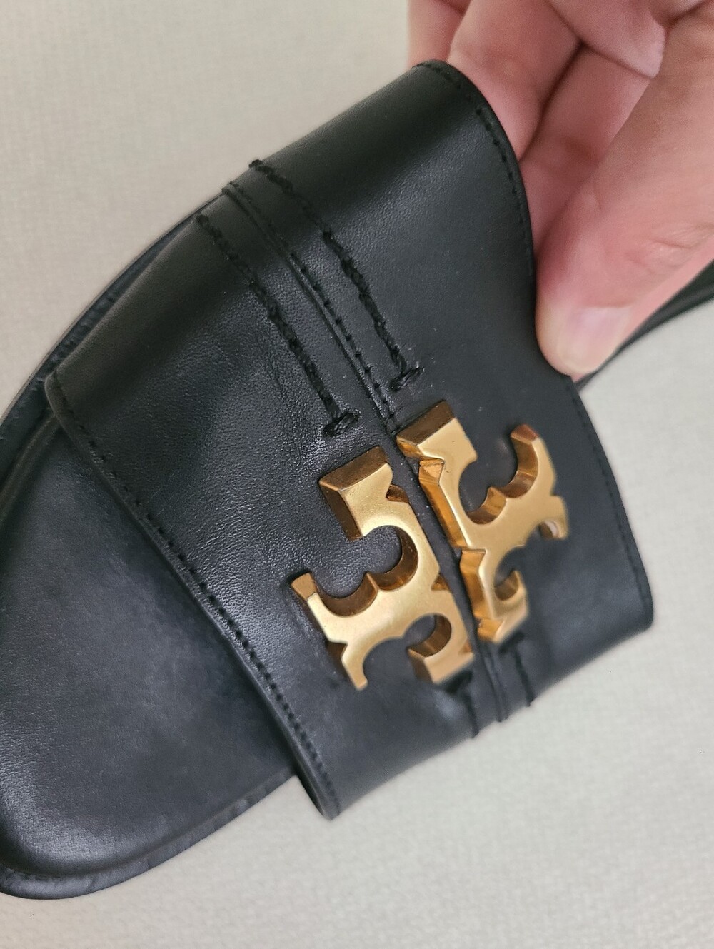 Tory Burch Black Everly Slide With Double Gold T Emblem - Picture 8 of 10